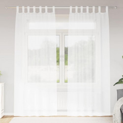 Firany Voile z zasłonami 2 pcs Biały 245 x 140 cm Poliester