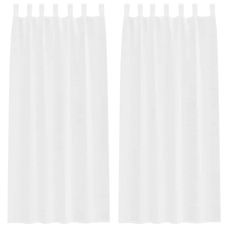 Firany Voile z zasłonami 2 pcs Biały 245 x 140 cm Poliester