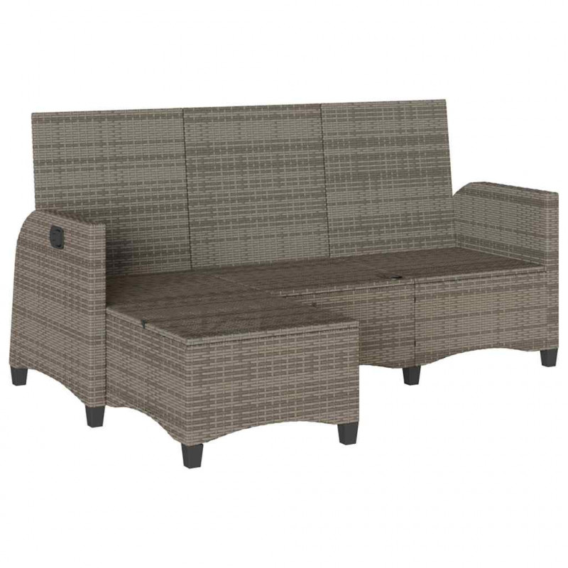 Rozkładana Sofa Ogrodowa z Poduszkami L-kształtna Szara