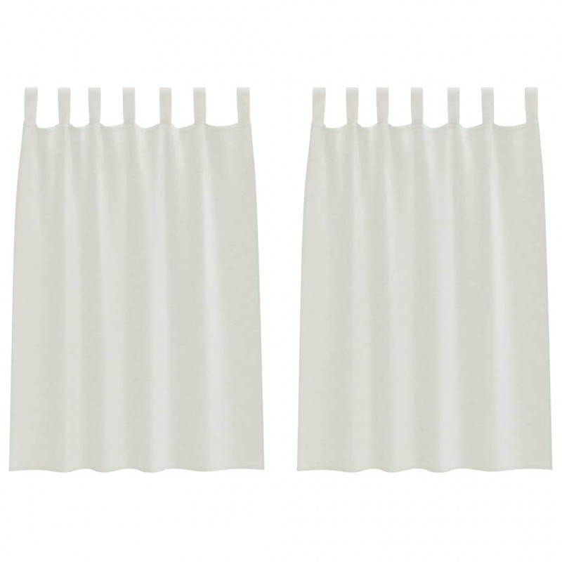Firany Voile z zasłonami 2 pcs Kremowy 140 x 140 cm Poliester