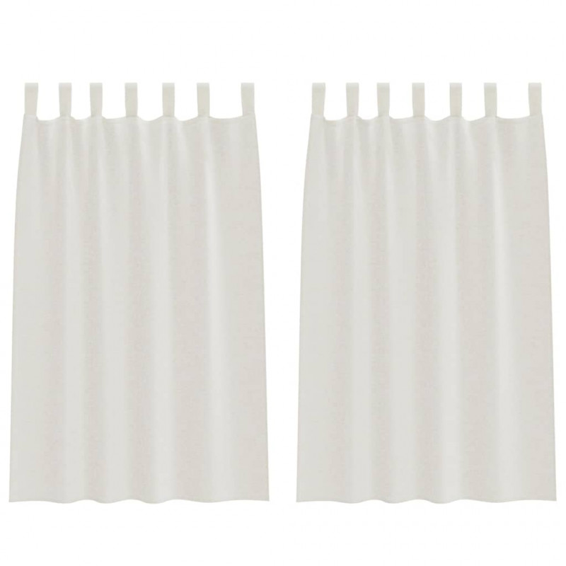 Firany Voile z zasłonami 2 pcs Kremowy 175 x 140 cm Poliester