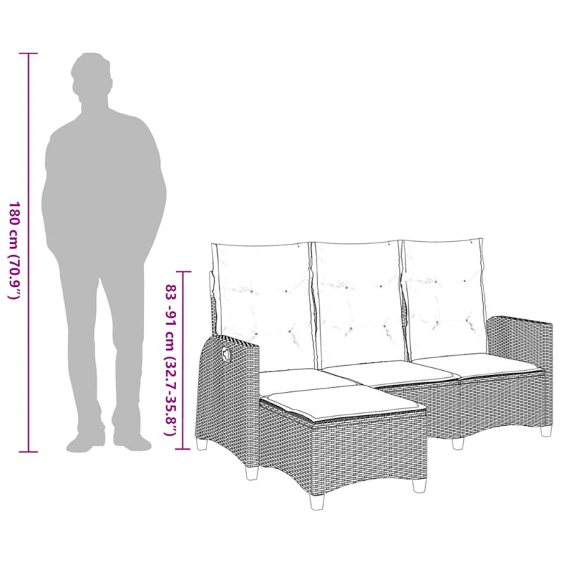 Rozkładana Sofa Ogrodowa z Poduszkami w Kształcie Litery L