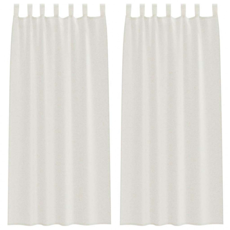 Firany Voile z zasłonami 2 pcs Kremowy 225 x 140 cm Poliester