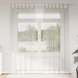 Firany Voile z zasłonami 2 pcs Kremowy 245 x 140 cm Poliester