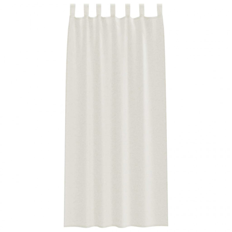 Firany Voile z zasłonami 2 pcs Kremowy 245 x 140 cm Poliester