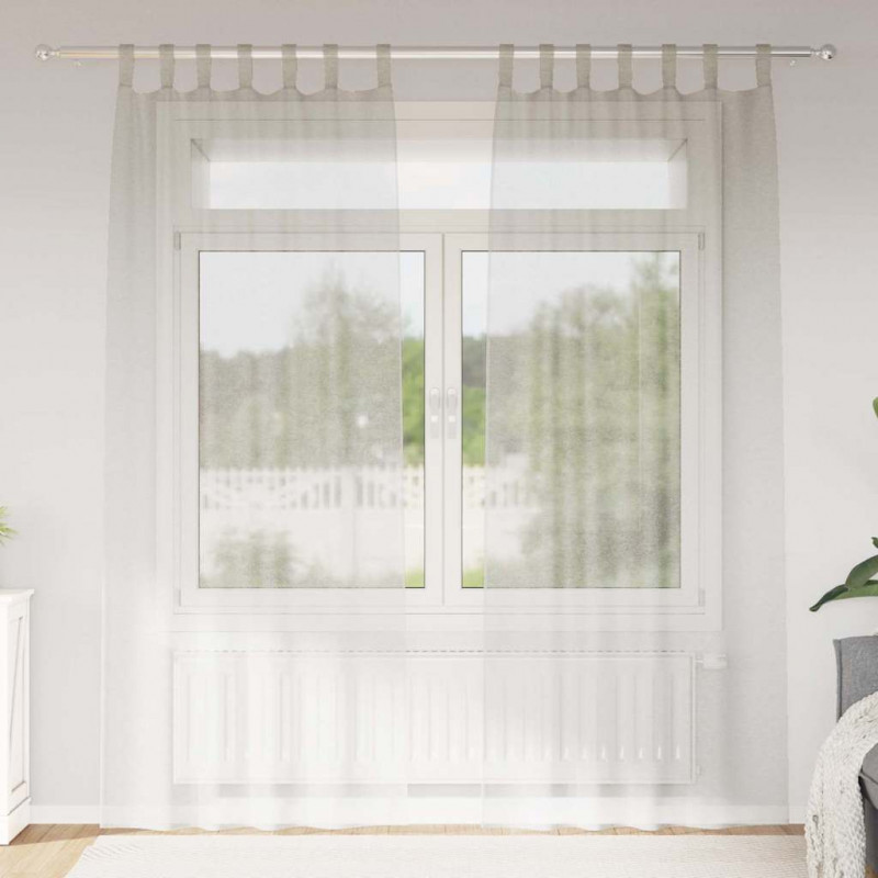 Firany Voile z zasłonami 2 pcs Kremowy 260 x 140 cm Poliester