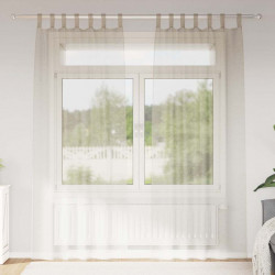 Firany Voile z zasłonami 2 pcs piaskowy 225 x 140 cm Poliester