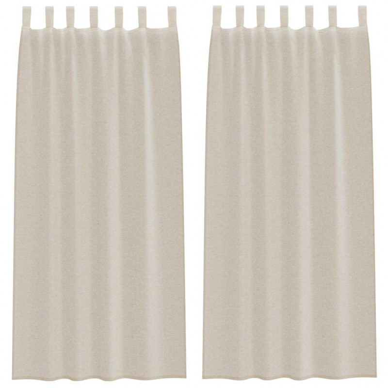Firany Voile z zasłonami 2 pcs piaskowy 225 x 140 cm Poliester