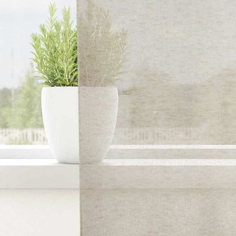 Firany Voile z zasłonami 2 pcs piaskowy 245 x 140 cm Poliester