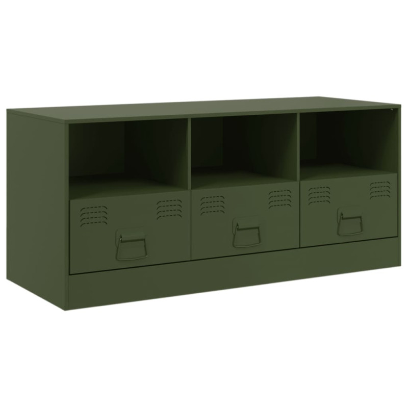 Szafka pod telewizor, oliwkowa, 99x39x44 cm, stalowa