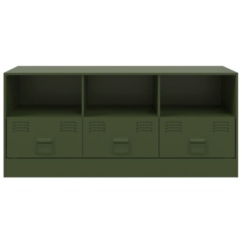 Szafka pod telewizor, oliwkowa, 99x39x44 cm, stalowa