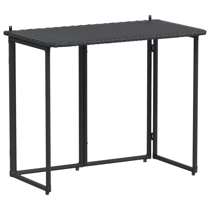 Składany stół ogrodowy czarny 90x51x75 cm polirattan