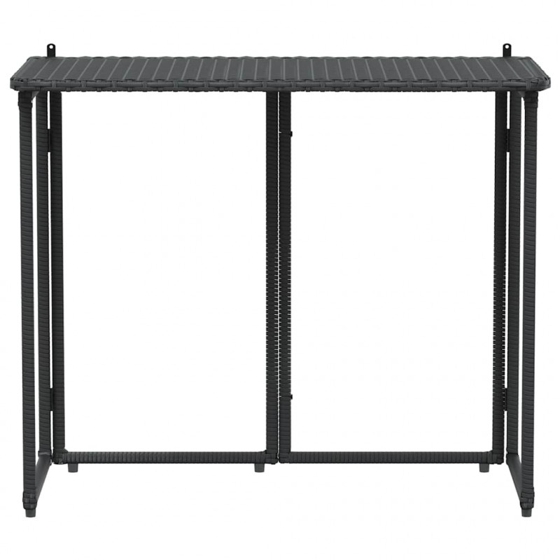 Składany stół ogrodowy czarny 90x51x75 cm polirattan