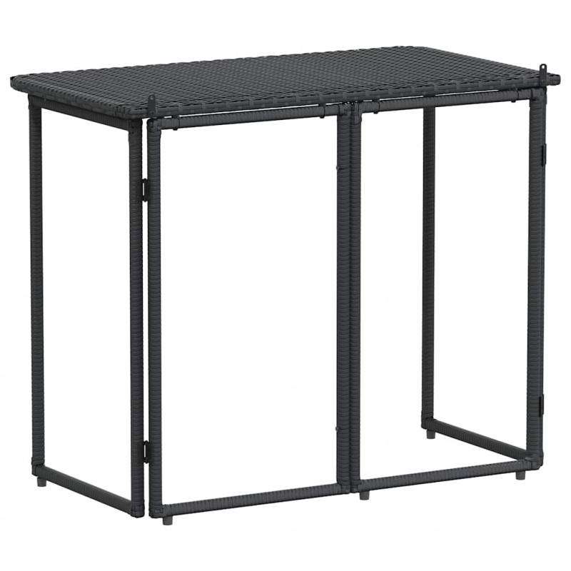 Składany stół ogrodowy czarny 90x51x75 cm polirattan