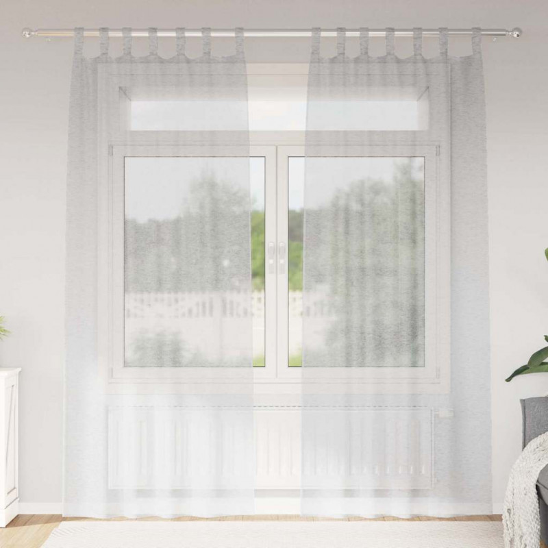 Firany Voile 2 pcs Jasnoszary 260 x 140 cm Poliester