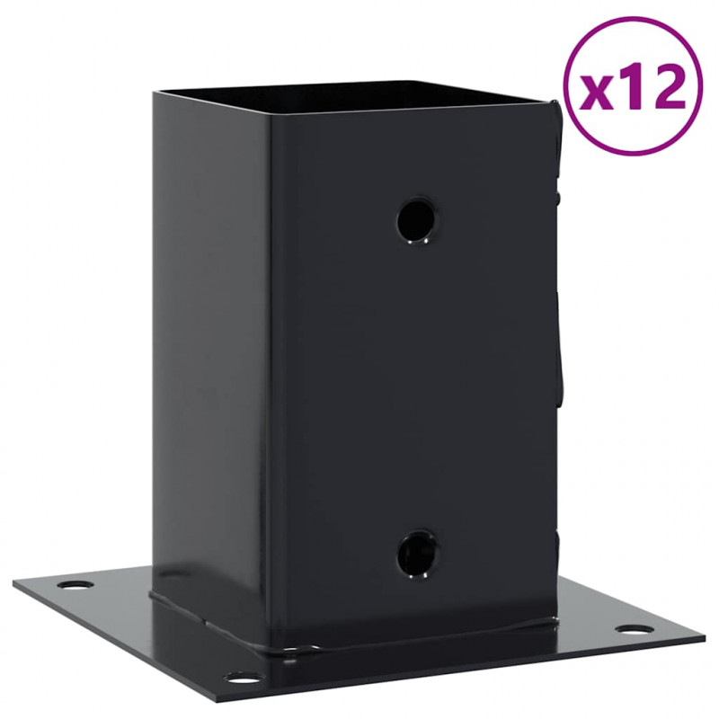Podstawy słupków kwadratowe 12 szt. Antracyt 81x81 mm