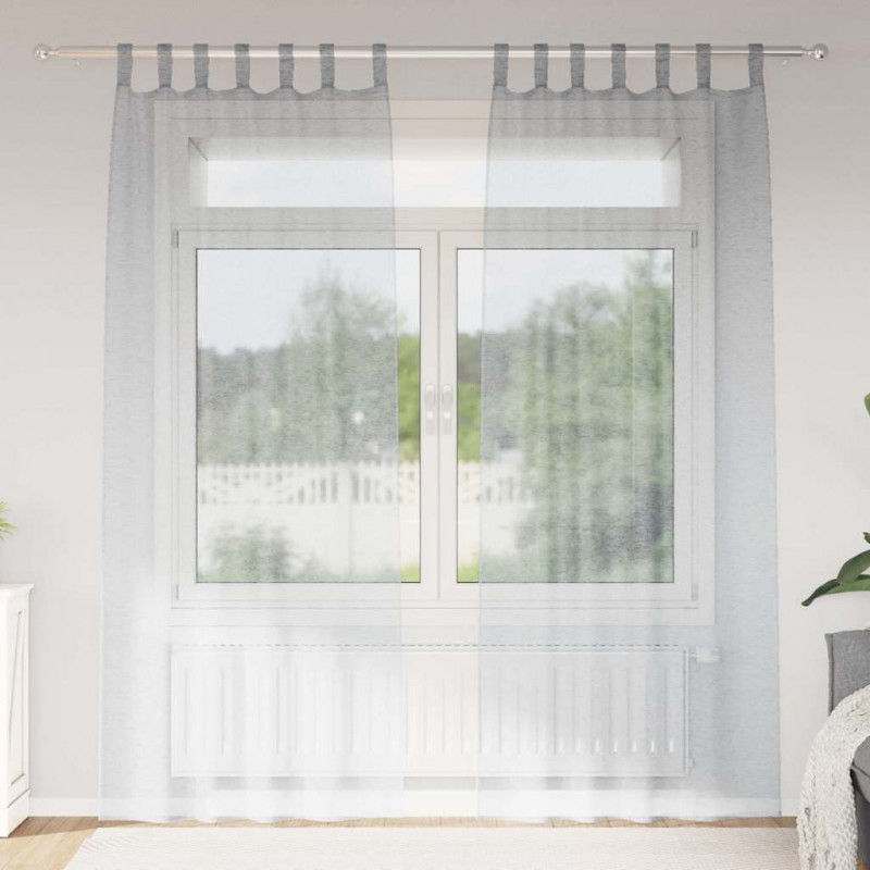 Firany Voile 2 pcs Ciemnoszary 260 x 140 cm Poliester