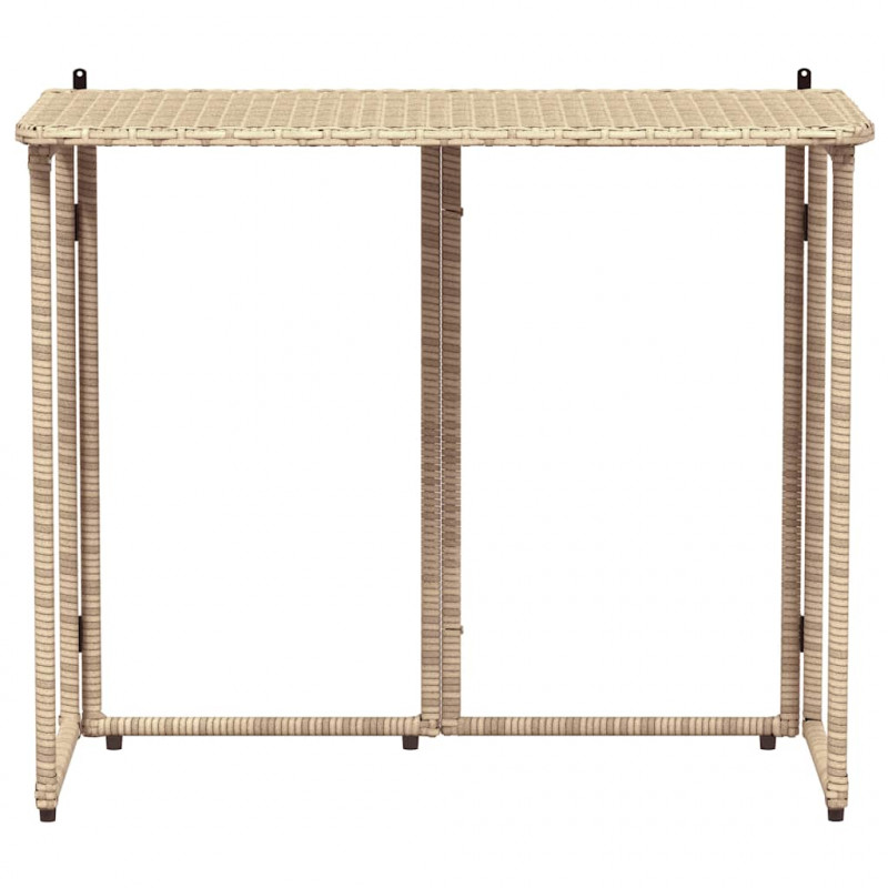 Składany stół ogrodowy beżowy 90x51x75 cm polirattan