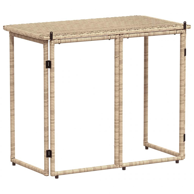 Składany stół ogrodowy beżowy 90x51x75 cm polirattan
