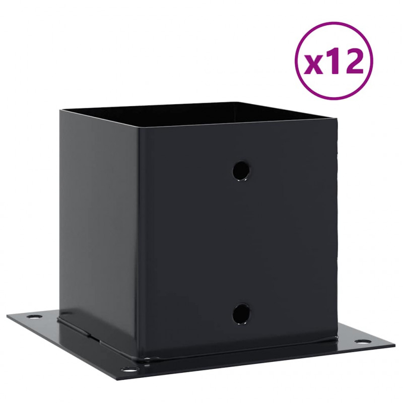 Podstawy słupków kwadratowe 12 szt. Antracyt 141x141 mm