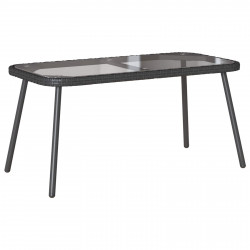 Stolik kawowy Czarny 90 x 45 x 43 cm Polirattan i szkło