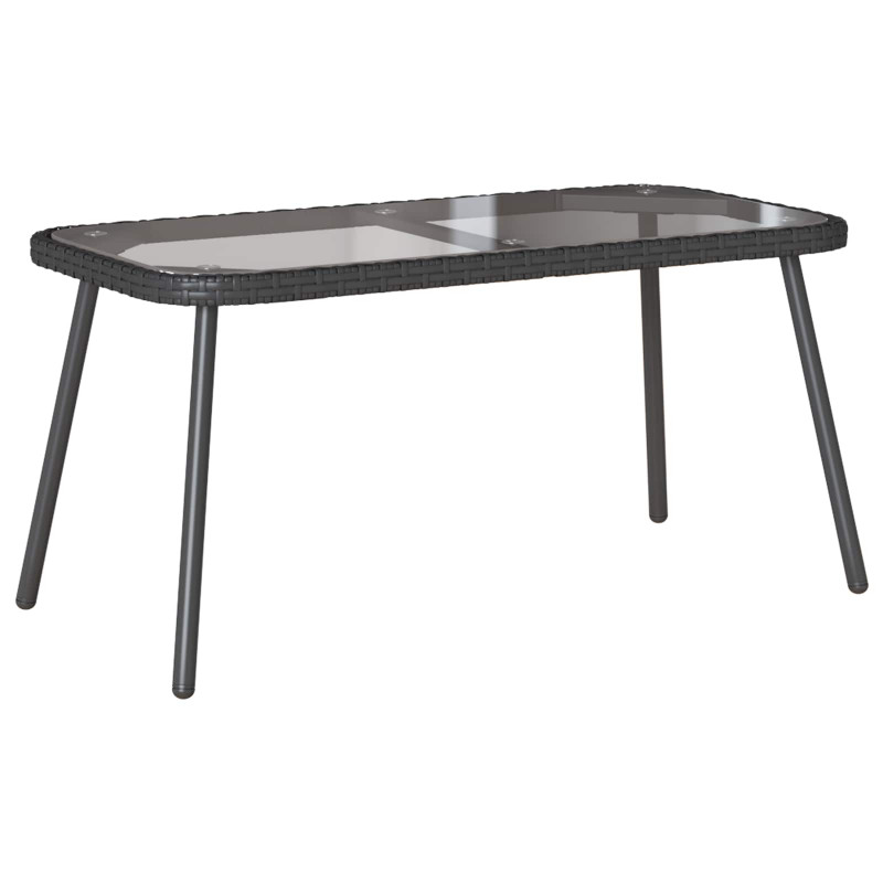 Stolik kawowy Czarny 90 x 45 x 43 cm Polirattan i szkło