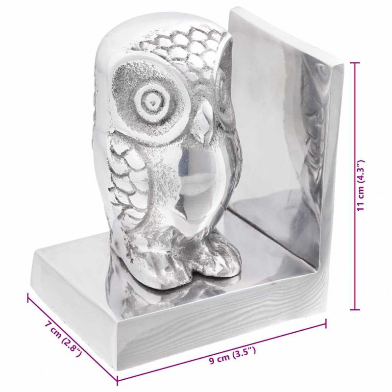 Podpórki do książek 2 pcs Srebrny 7 x 9 x 11 cm Aluminium