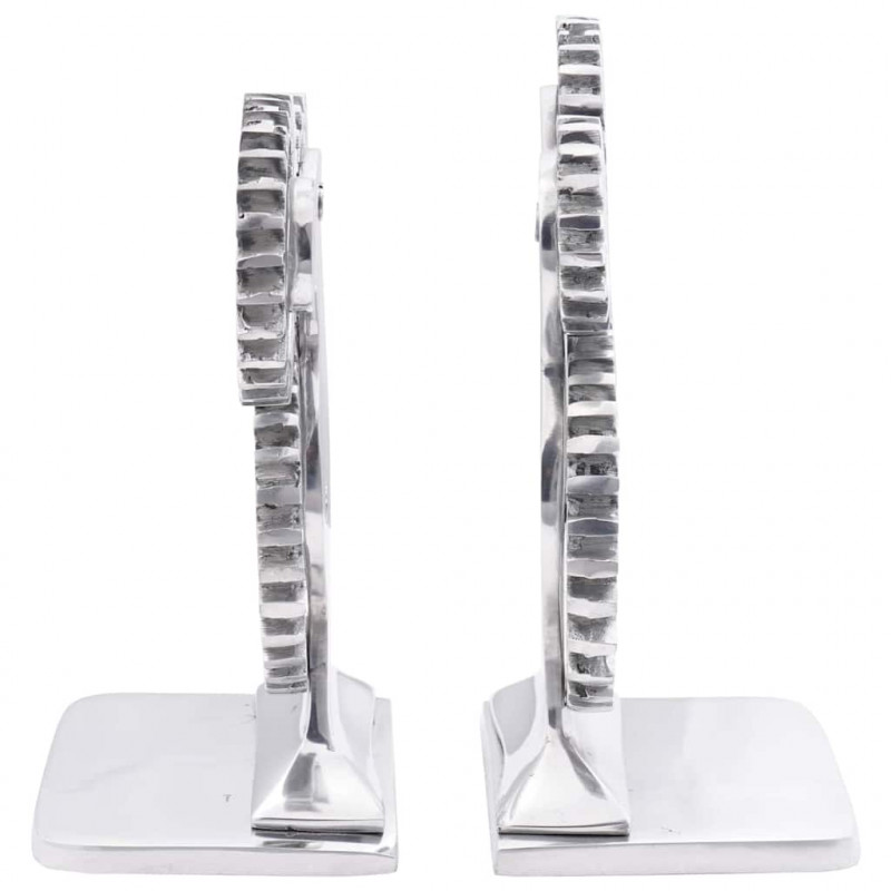 Podpórki do książek 2 pcs Srebrny 10 x 10 x 22 cm Aluminium
