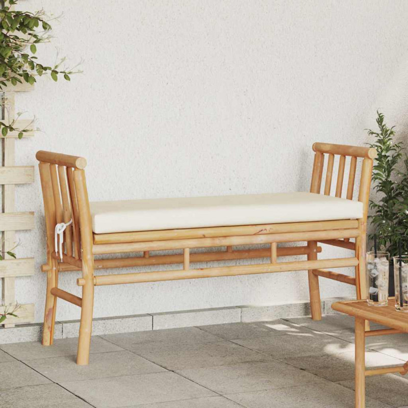 Ławka ogrodowa z poduszką Brązowy 110 x 38 x 65cm Bambus