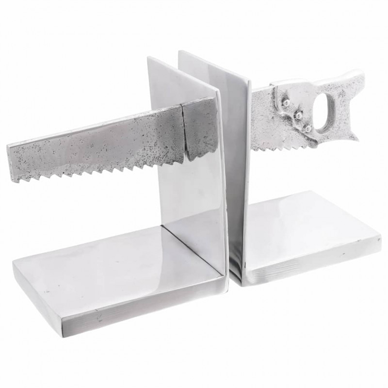 Podpórki do książek 2 pcs Srebrny 11 x 14 x 17,5 cm Aluminium