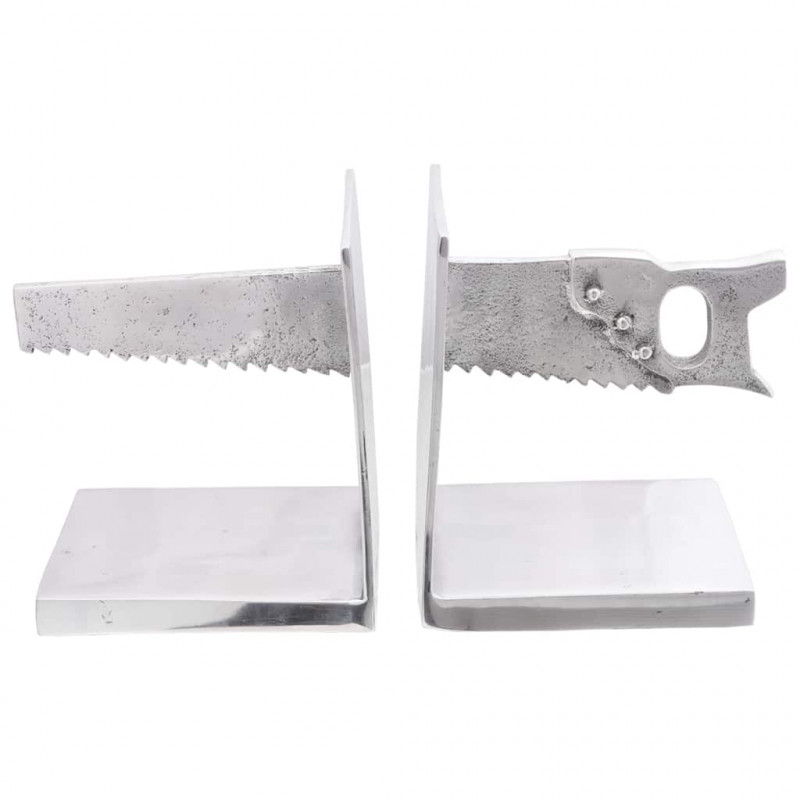 Podpórki do książek 2 pcs Srebrny 11 x 14 x 17,5 cm Aluminium
