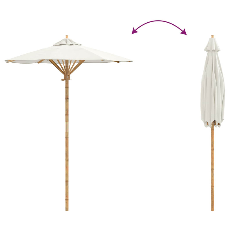 Parasolka ogrodowa Kremowa biel Ø 270 x 260 cm Bambus