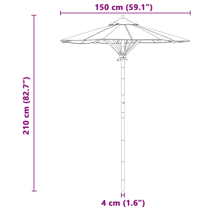 Parasolka ogrodowa Kremowa biel Ø 270 x 260 cm Bambus