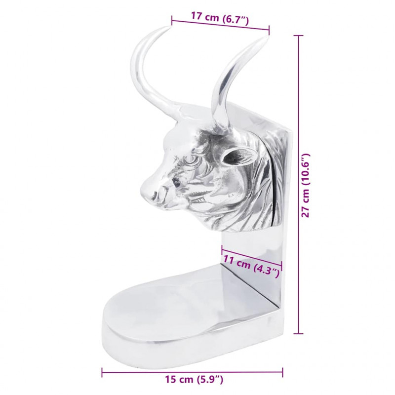 Podpórki do książek 2 pcs Srebrny 17 x 15 x 27 cm Aluminium