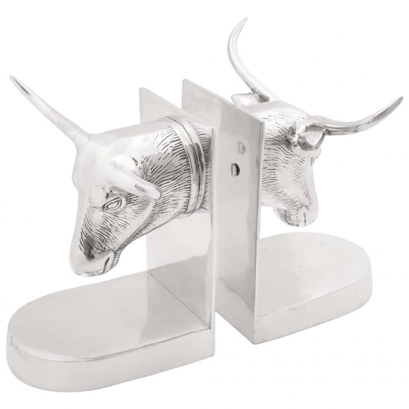 Podpórki do książek 2 pcs Srebrny 21,5 x 15,5 x 20 cm Aluminium