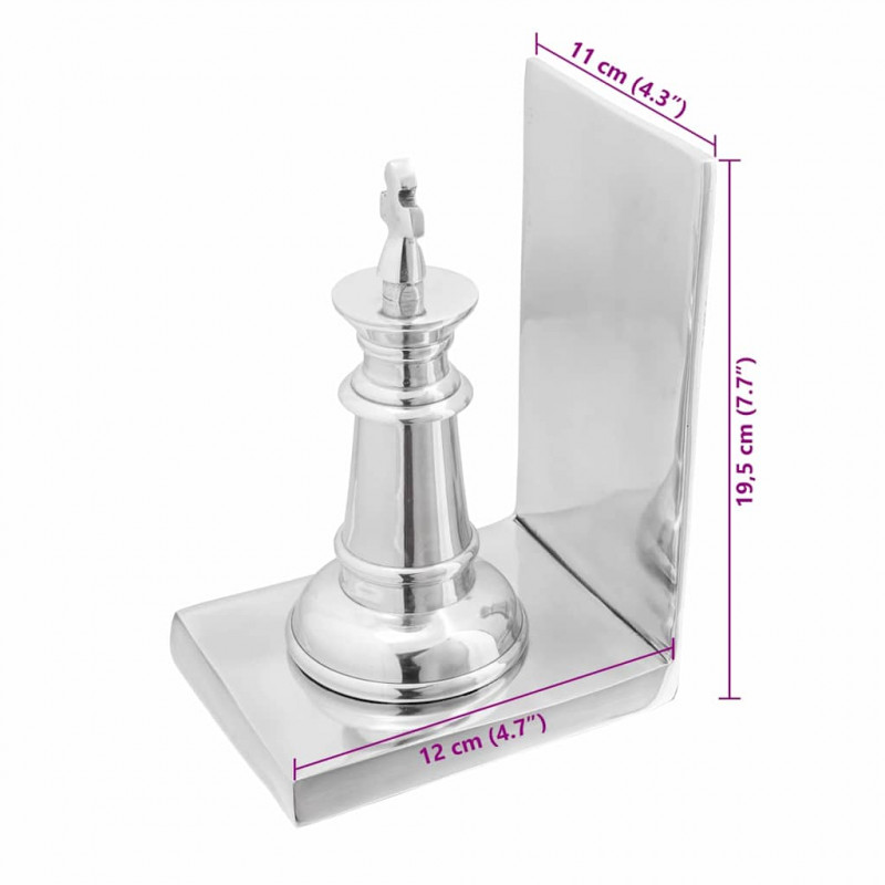 Podpórki do książek 2 pcs Srebrny 11 x 12 x 19,5 cm Aluminium