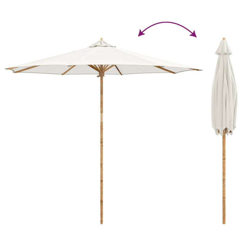 Parasolka ogrodowa Kremowa biel Ø 270 x 260 cm Bambus