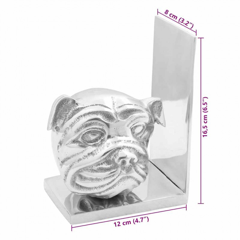 Podpórki do książek 2 pcs Srebrny 8 x 12 x 16,5 cm Aluminium