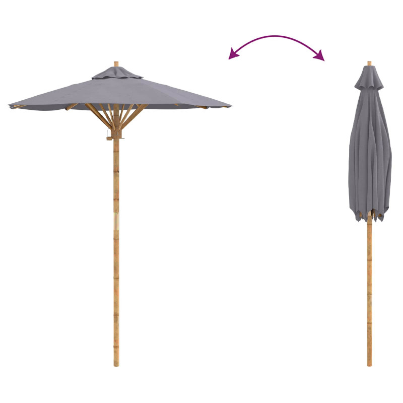 Parasolka ogrodowa Ciemnoszary Ø 270 x 260 cm Bambus