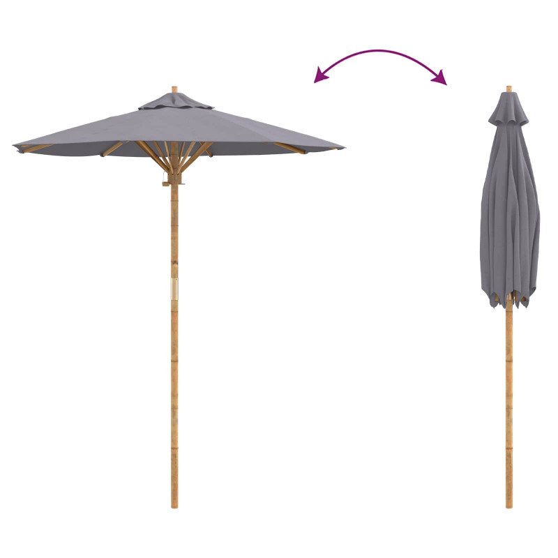 Parasolka ogrodowa Ciemnoszary Ø 270 x 260 cm Bambus