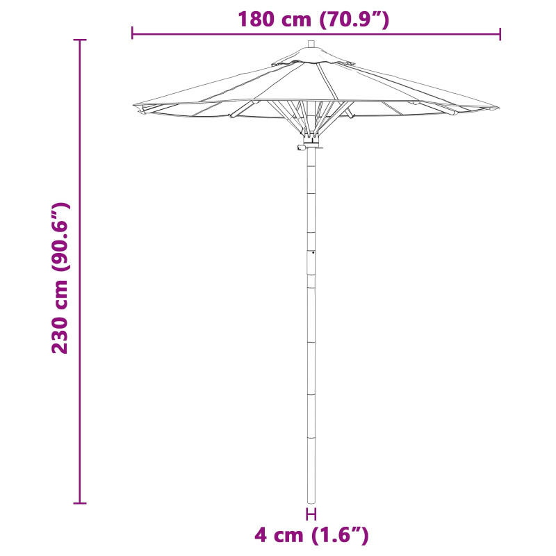 Parasolka ogrodowa Ciemnoszary Ø 270 x 260 cm Bambus