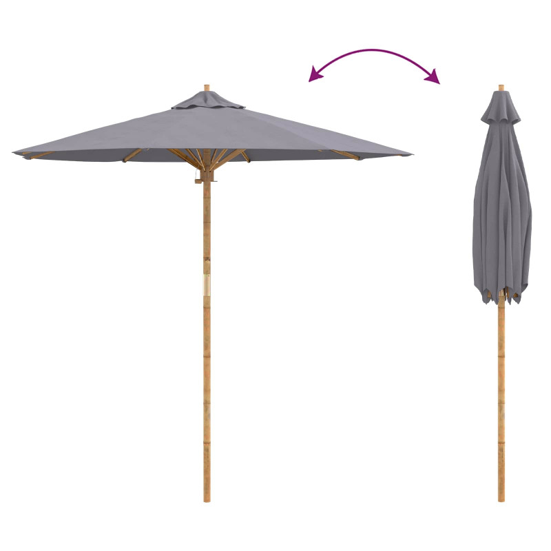 Parasolka ogrodowa Ciemnoszary Ø 270 x 260 cm Bambus