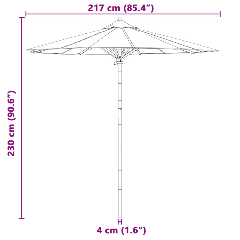 Parasolka ogrodowa Ciemnoszary Ø 270 x 260 cm Bambus