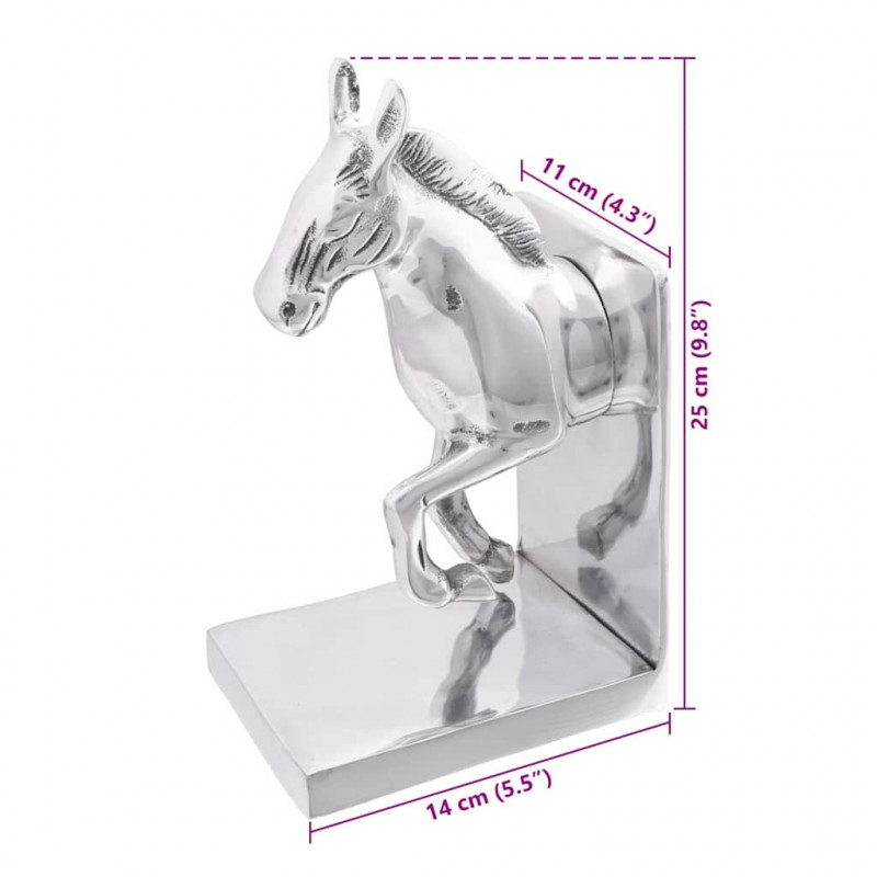 Podpórki do książek 2 pcs Srebrny 11 x 14 x 25 cm Aluminium