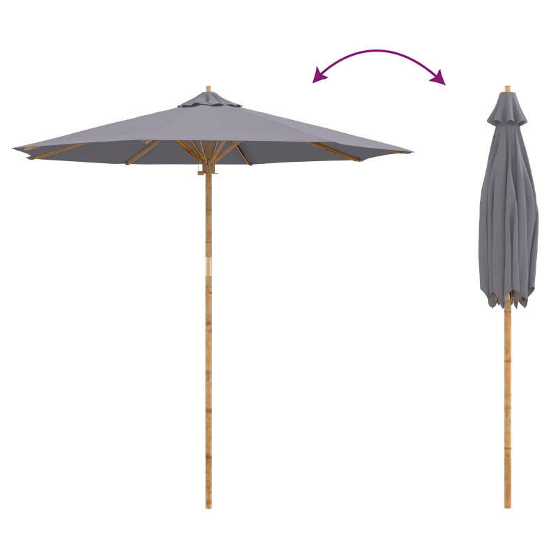Parasolka ogrodowa Ciemnoszary Ø 270 x 260 cm Bambus