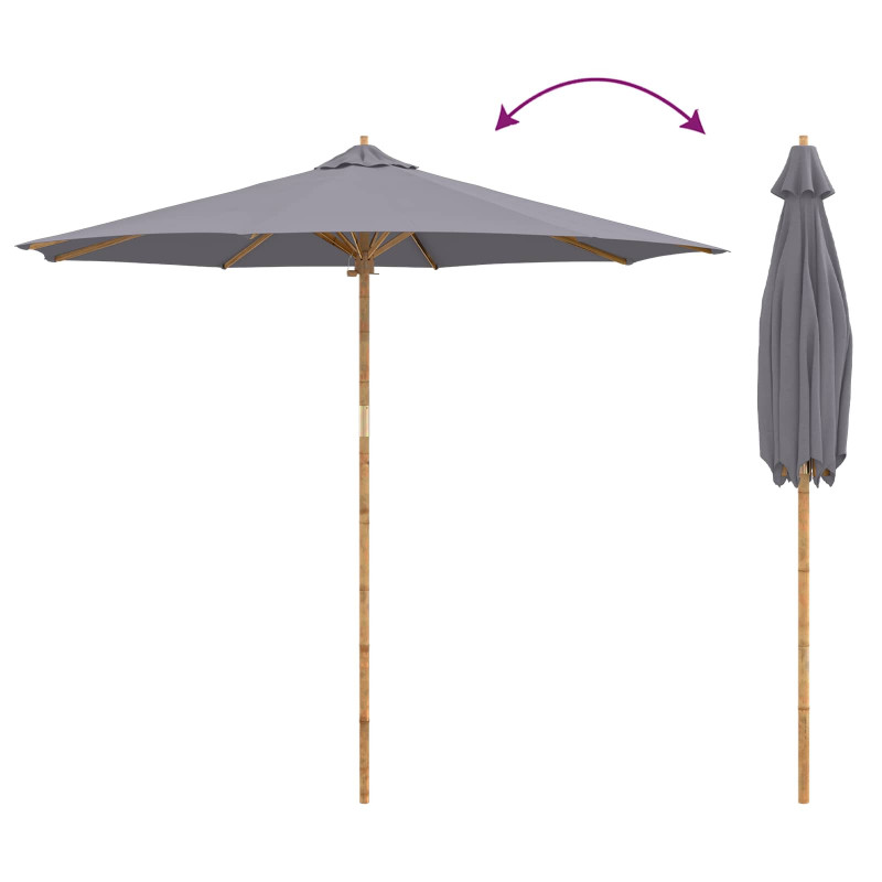 Parasolka ogrodowa Ciemnoszary Ø 270 x 260 cm Bambus