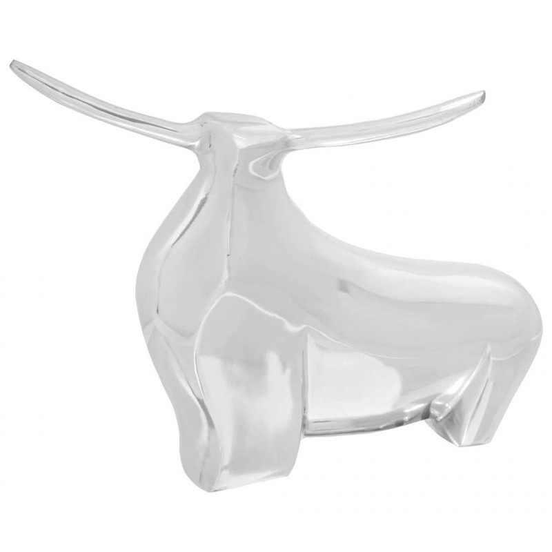 Rzeźba byka Srebrny 37 x 44 x 17 cm Aluminium