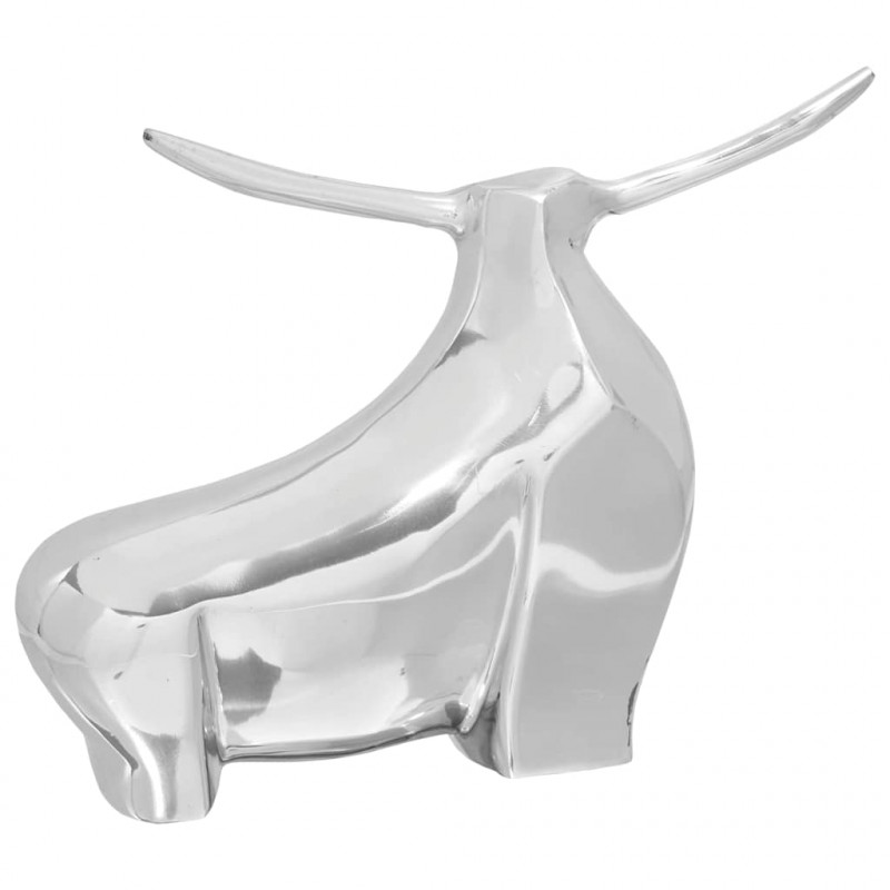 Rzeźba byka Srebrny 37 x 44 x 17 cm Aluminium