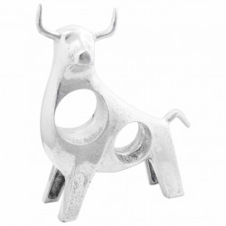 Rzeźba byka Srebrny 22 x 9.5 x 34 cm Aluminium