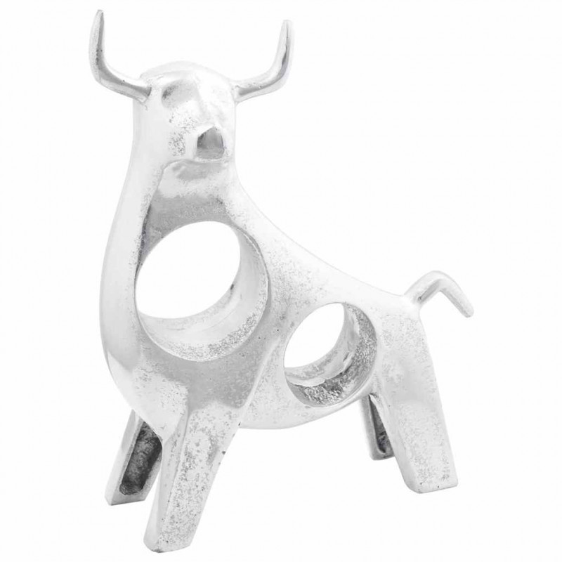Rzeźba byka Srebrny 22 x 9.5 x 34 cm Aluminium